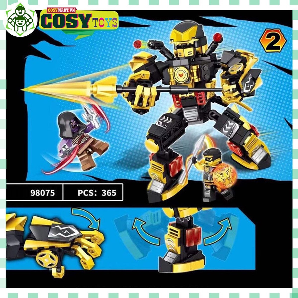 Đồ chơi lắp ghép xếp hình Ninja.go cùng robot chiến đấu mang giáp với hơn 365 mảnh ghép