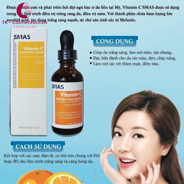 Tinh Chất Smas / S Mas Vitamin C Protecting Serum, Giúp Mờ Thâm Mụn, Sạm Nám Tàn Nhang - 60ml