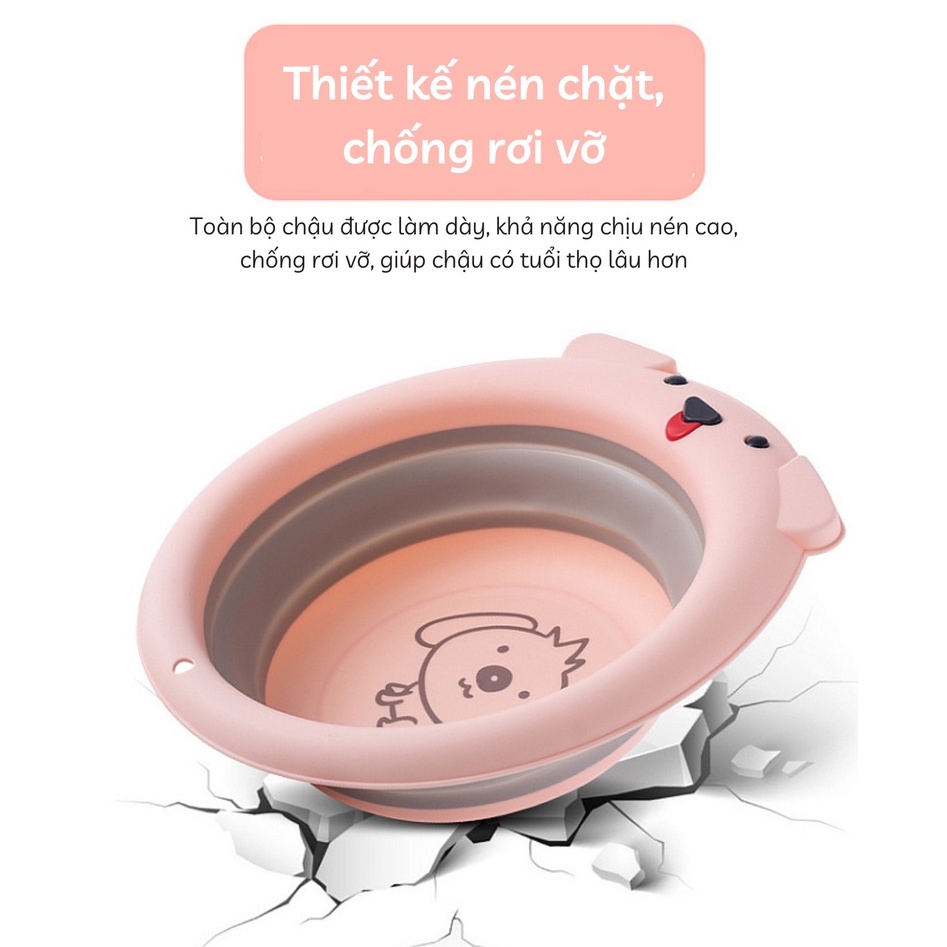 Chậu Rửa Mặt Gấp Gọn Hình Bé Cún Xinh Xắn Cho Bé YOOTA BABY Chất Liệu Nhựa PP Cao Cấp