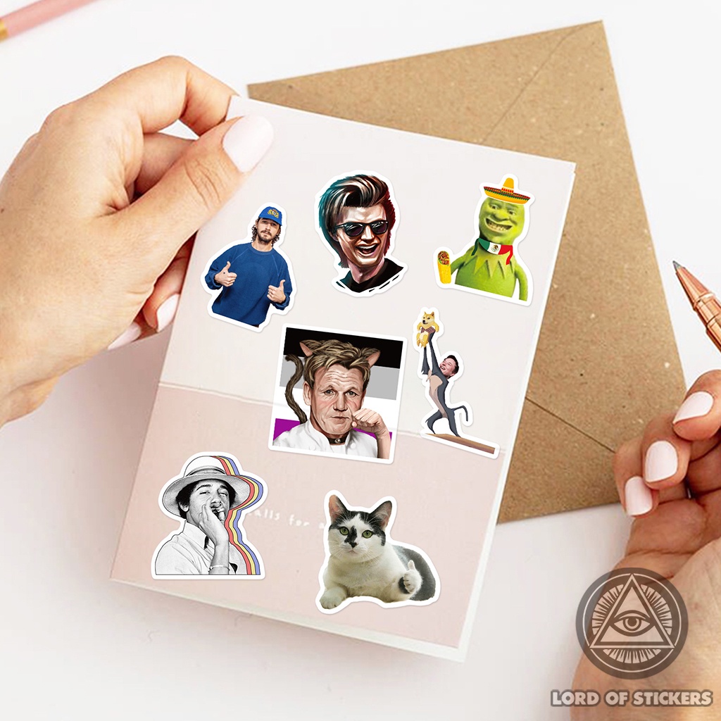 Set 50 Hình Dán Meme Sticker Cute Hài Hước Chống Thấm Nước Trang Trí Mũ Nón Bảo Hiểm, Laptop, Ván Trượt, Đàn Guitar, Sổ