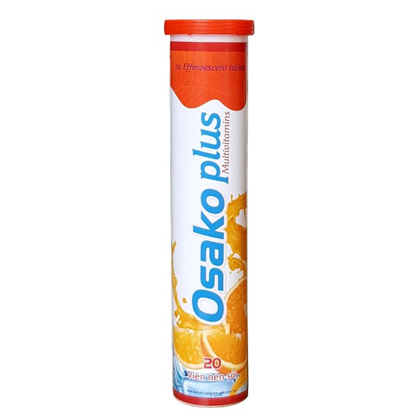 Osako Plus Multivitamins - Viên sủi vị cam tự nhiên giúp bổ sung vitamin C tăng cường sức đề kháng (20 viên)
