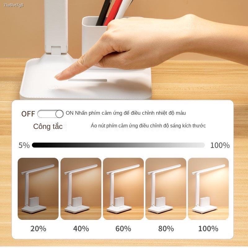 Đèn Bàn Học Sinh Tích Điện Gấp Gọn 2 Bóng LED Chống Cận Cao Cấp, Cảm Ứng