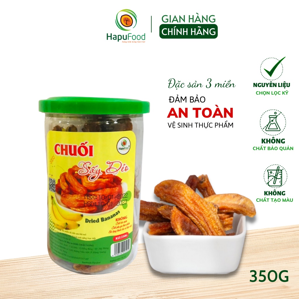 Chuối sấy dẻo 350g HAPUFOOD thơm ngon dinh dưỡng, đảm bảo ATVSTP