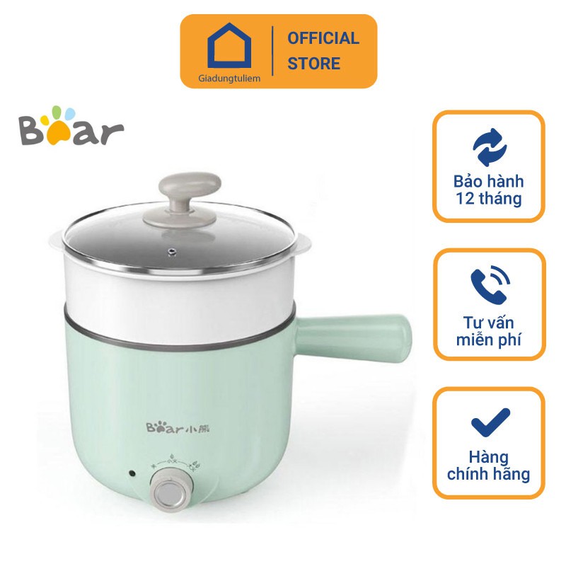 [ BH 12 Tháng] Nồi Điện Đa Năng Hầm Cháo, Nấu Mỳ , Nồi Lẩu Mini Đa Năng BEAR DRG-C12K1 , Tự Ngắt Khi Đủ Nhiệt