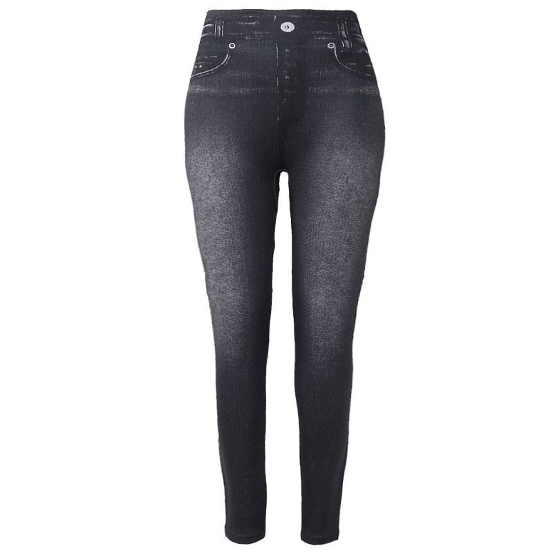 Quần Legging Giả Jean Lưng Cao Không Đường May Thời Trang Mùa Đông Cho Nữ Size S-2XL