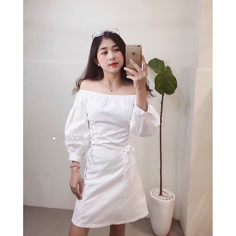 Đầm Dự Tiệc 💝 FREESHIP 💝  Đầm trễ vai đan dây eo tôn dáng VD1008 [Mẫu Mới Hè 2021] | BigBuy360 - bigbuy360.vn