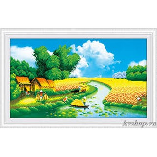 Tranh Thêu Chữ Thập 3D Cánh Đồng Lúa Vàng Óng Ả 223015 - 78*49cm