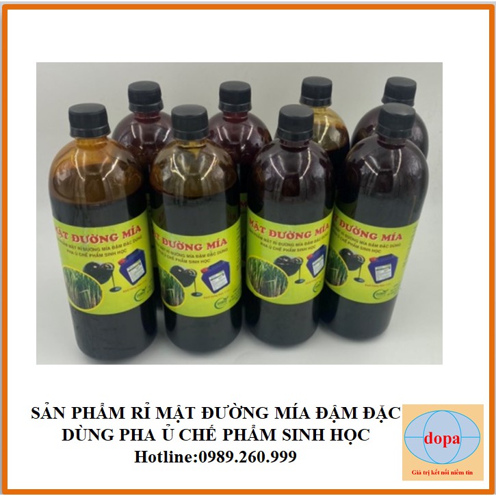 Mật rỉ đường chai 1 lít nguyên chất ủ chế phẩm sinh học EM gốc DOBIO, mật mía nguyên chất DOPA.COM.VN