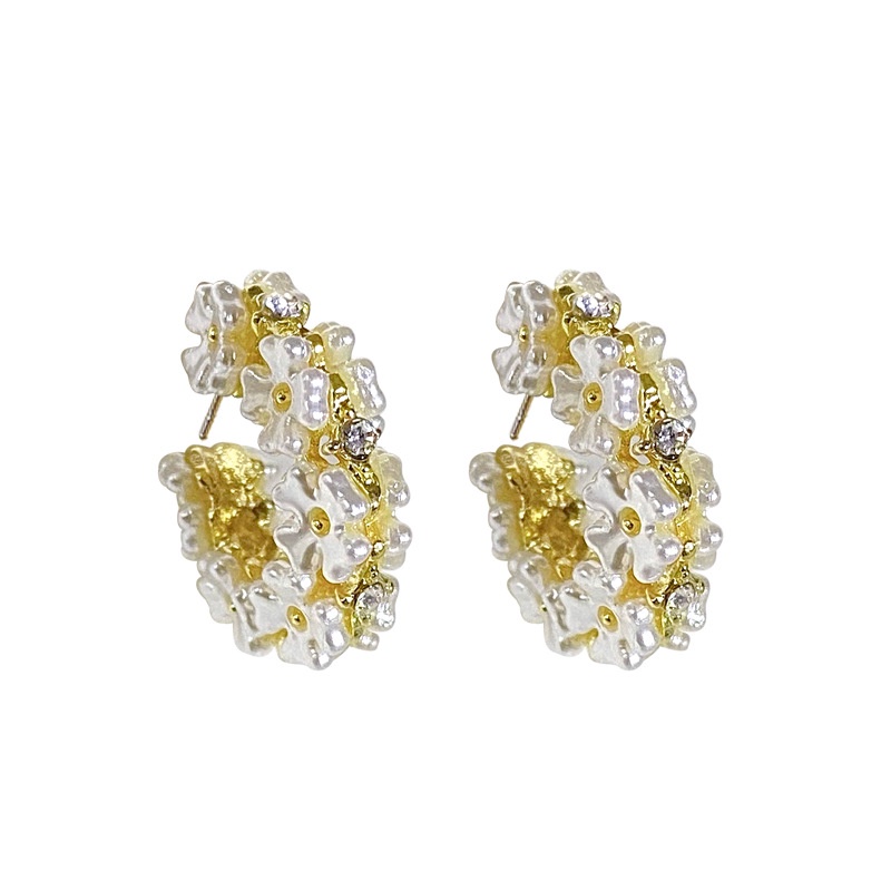 Khuyên Tai Nữ Trang Dáng Tròn Đính Ngọc Trai Xinh Xắn