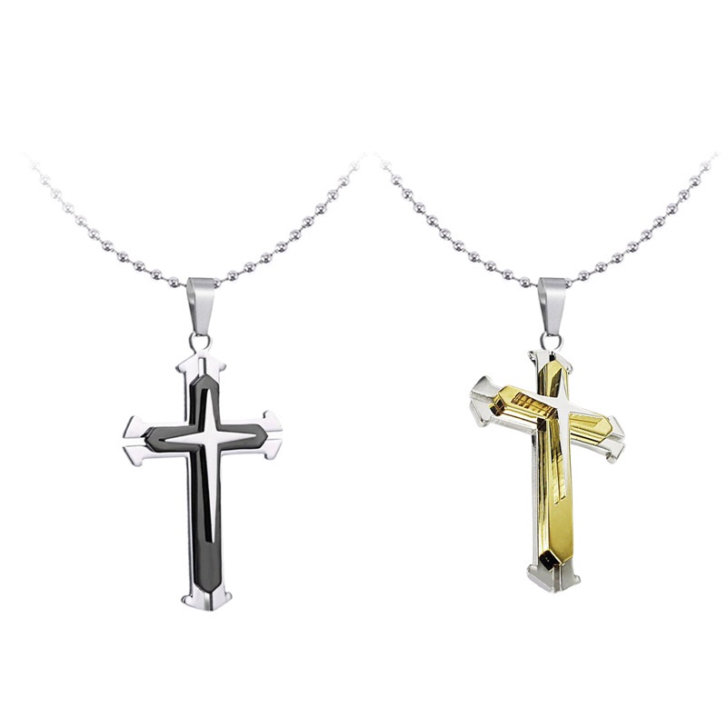 Vòng cổ mặt hình thánh giá mạ vàng/bạc cho nam