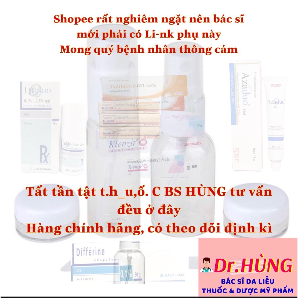 Chai &quot;Sản Phẩm Giảm Mụn Từ Bác Sĩ Da Liễu &quot; Hàng Chính Hãng Khối Lượng 10-15- 30gr