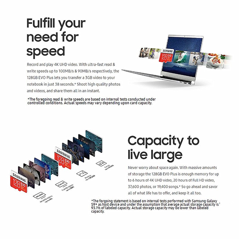 Nơi✲❦✖Thẻ Nhớ Samsung 128gb 100mb/s Micro SD Class 10 Uhs-1 Tf/Sd | BigBuy360 - bigbuy360.vn