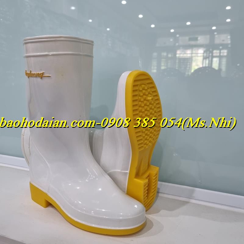 Ủng nhựa công nhân chính hãng Thùy Dương- Màu Trắng Đê Vàng - 287 (Kèm Hình Thật)