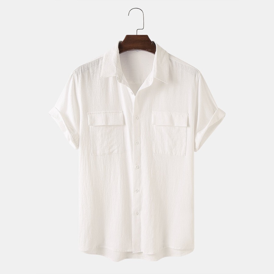 Áo Đũi Nam Sơ Mi Cộc Tay Đẹp  - 2 Túi Ngực | BigBuy360 - bigbuy360.vn