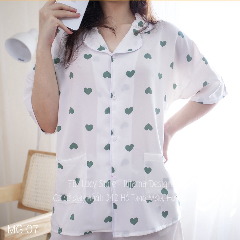 Đồ bộ mặc nhà nữ - bộ ngủ nữ pijama vải lụa mango cao cấp chất mát đồ ngủ hàng thiết kế cộc tay dễ thương mùa hè