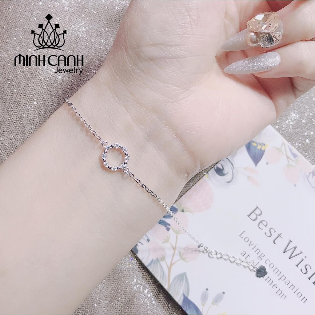 Lắc Tay Bạc Viền Tròn Đính Đá - Minh Canh Jewelry