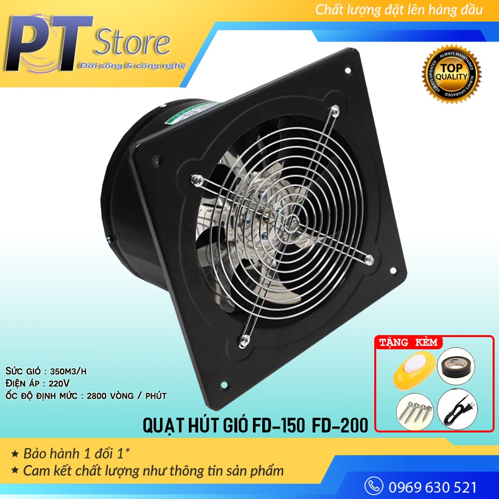 Quạt hút gió, Quạt Thông Gió , hút mùi nhà bếp , nhà vệ sinh , phòng ngủ Model FD-100, FD-150 , FD-200 công xuất 25-80W