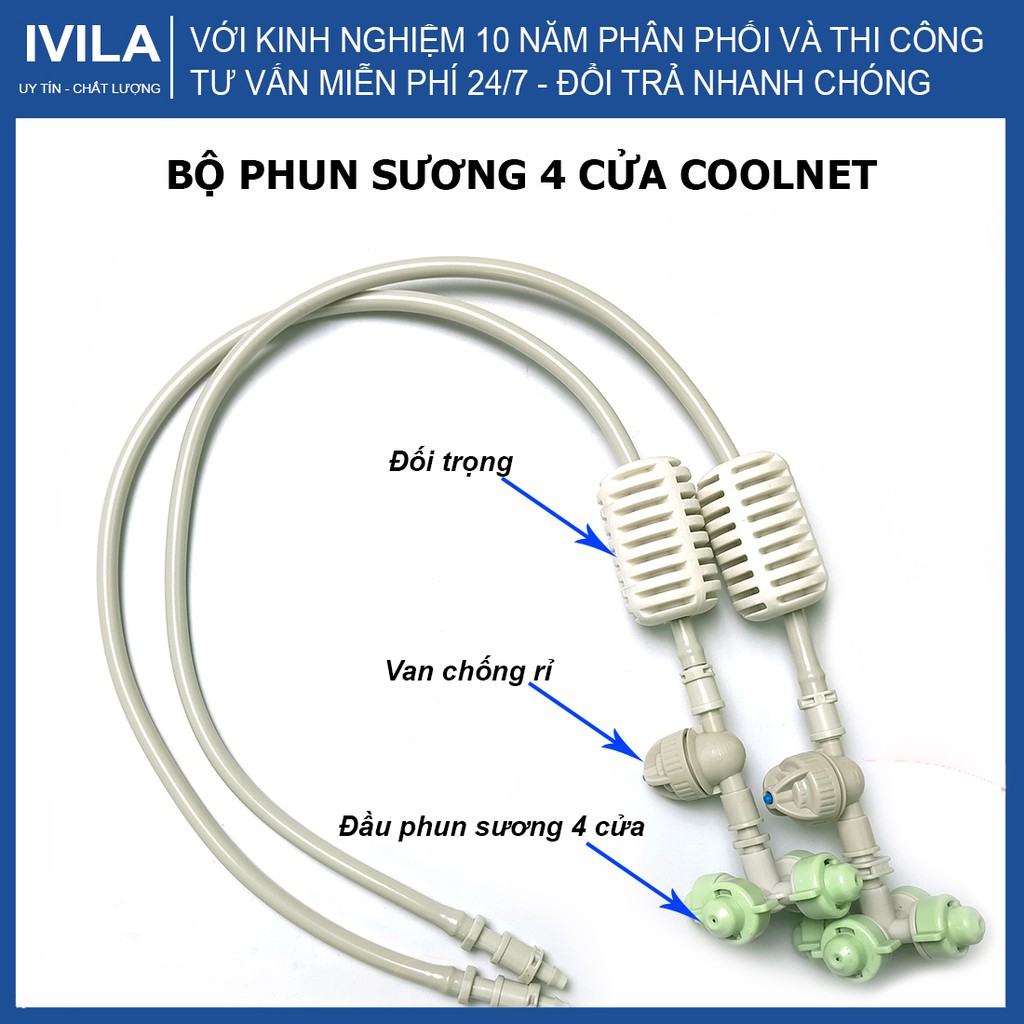 Bộ phun sương 4 cửa Netafim Coolnet chính hãng - Thích hợp tưới lan, phun lá cây - Bán kinh phun 0.8-1.0m