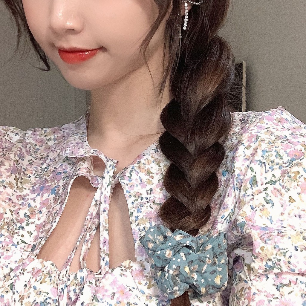 Dây cột tóc họa tiết hoa xinh xắn phong cách Hàn Quốc