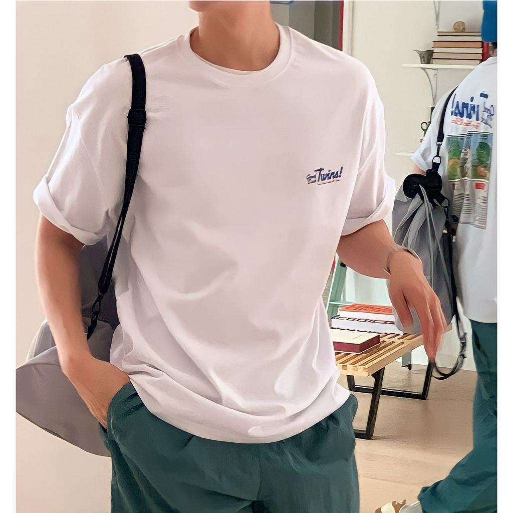 Áo thun nam TWINS TEE ngắn tay vải cotton cổ bo tròn form rộng phong cách Hàn Quốc - RYAN