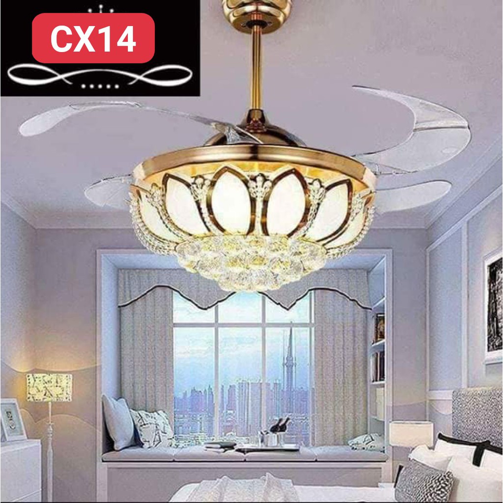 Quạt trần cánh cụp cánh xòe ZJAKNAL công suất 90w có 3 chế độ đèn Led và 3 tốc độ gió[ Bảo hành 5 năm]