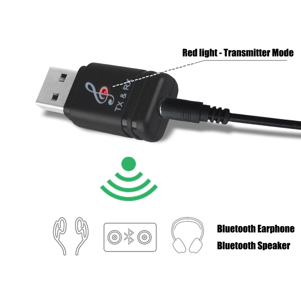 USB thu tín hiệu âm thanh Bluetooth 5.0 2 trong 1 tiện dụng cho xe hơi/ tivi/ máy tính