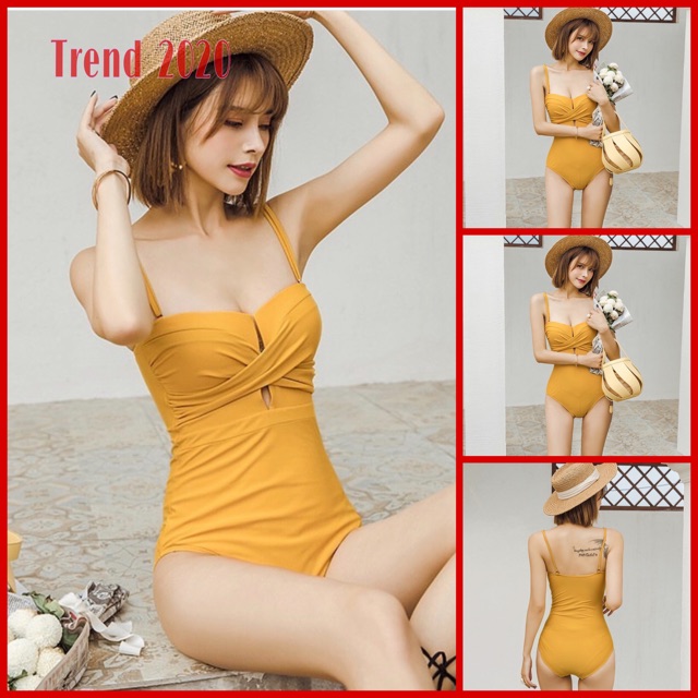 [ New 2020] Bikini swimwear bộ bơi một mảnh ngực xẻ