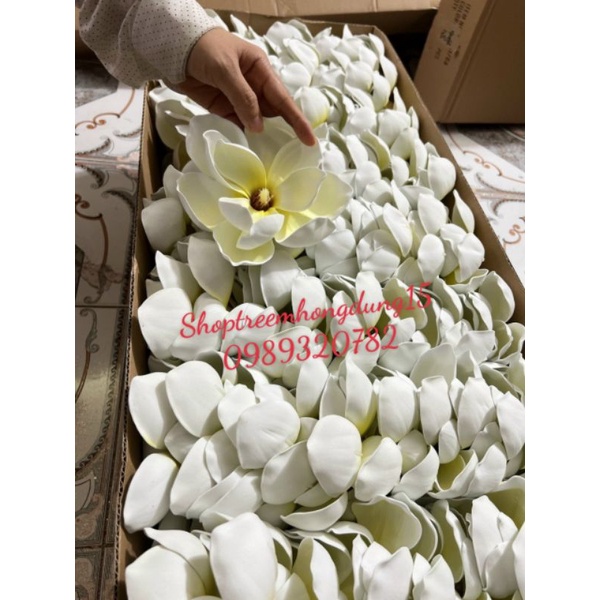 Đầu bông hoa mộc lan giả 17cm trang trí oản tài lộc, tháp bánh, trang trí tết, decor...
