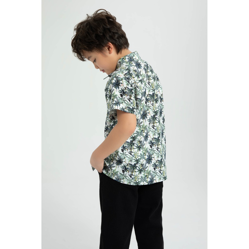 Áo sơ mi họa tiết lá bé trai IVY moda MS 16K1210