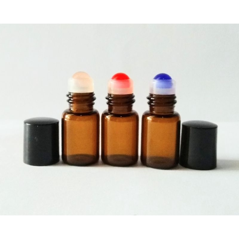 Combo 5 chai thủy tinh nâu cao cấp 2ml ngẫu nhiên màu bi lăn thủy tinh chiết đựng tinh dầu nước hoa son môi dạng lỏng