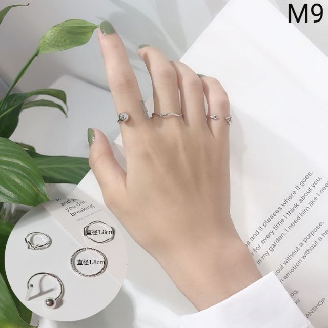 Set nhẫn kiểu dáng đa dạng, thời trang