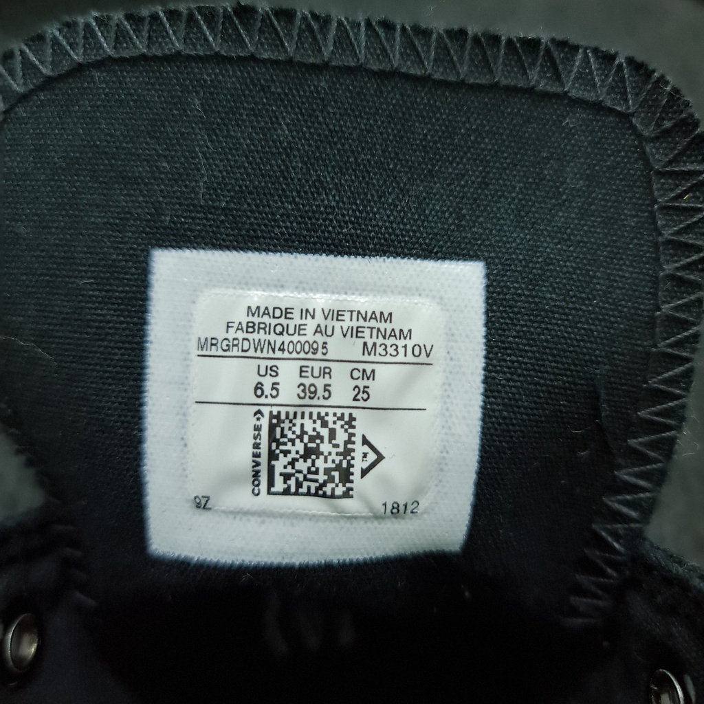 Giày Converse chính hãng đen cổ cao classic bao check