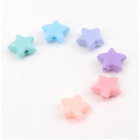 Set 60 hạt nhựa Acrylic 10mm hình ngôi sao nhiều màu sắc dùng làm trang sức thủ công