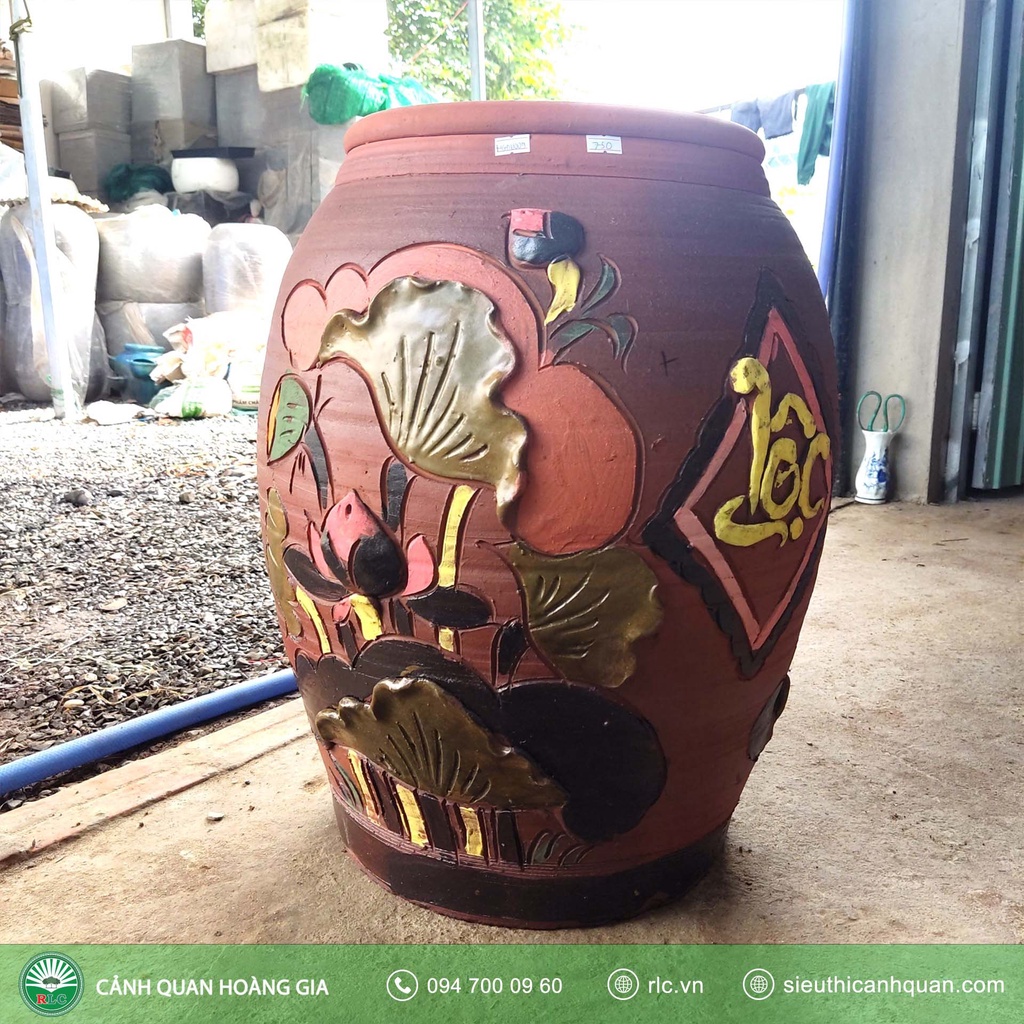 Chậu Đất Nung Điêu Khắc Hoa Sen