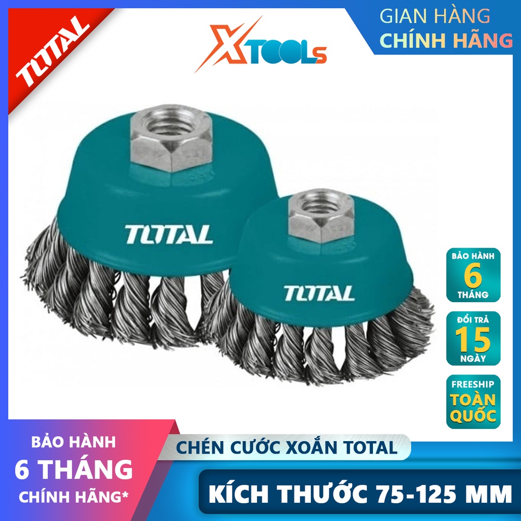 Chén cước thép xoắn TOTAL | Chén cước thau xoắn kích thước 75 - 125 mm. [CHÍNH HÃNG] [XTOOLs]
