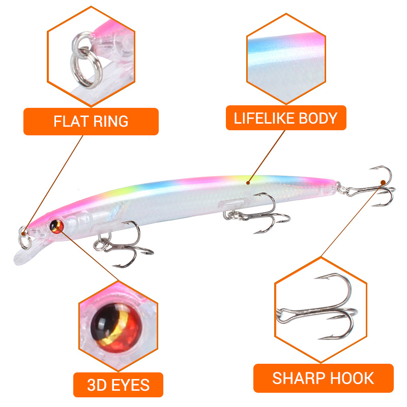 Mồi Câu Cá Giả 3 Móc 13.8cm / 15.4g 10 Màu Sắc