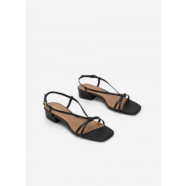 Vascara GIÀY SANDAL MŨI VUÔNG QUAI MẢNH THẮT NÚT - SDN 0709 - MÀU ĐEN