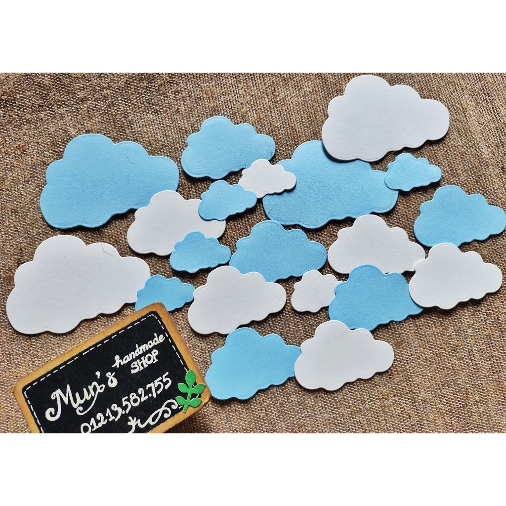 Set 20 đám mây giấy cắt sẵn - Trang trí thiệp, scrapbook, album ảnh