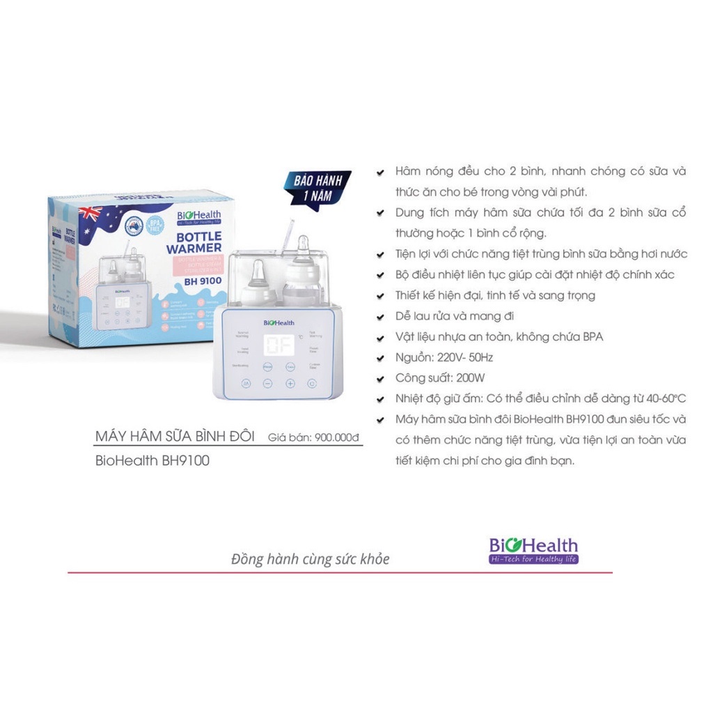 Máy hâm sữa Biohealth cao cấp đa năng, an toàn cho bé