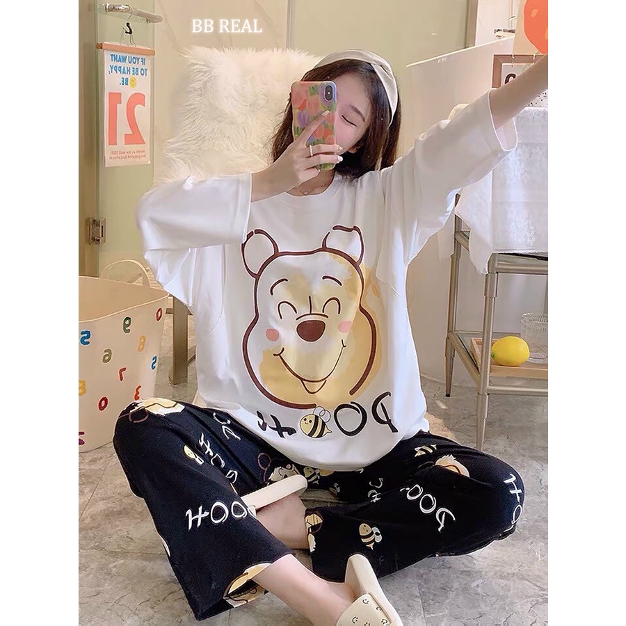 Đồ Bộ Mặc ở Nhà Bộ Đồ Ngủ Nữ Quần Dài Pijama Thun Lạnh Đẹp [CODE 25-28] Freesize Từ 45-60Kg - BB REAL | BigBuy360 - bigbuy360.vn