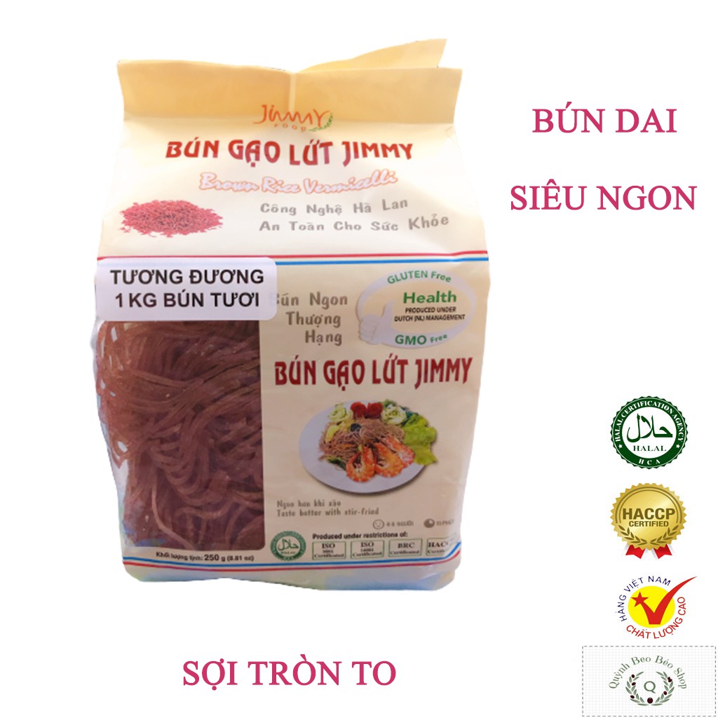 Bún gạo lứt Jimmy 250g, bún gạo lức thực dưỡng, Eatclean, giảm cân, điều hòa đường huyết