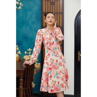 Đầm Hoa Buộc Nơ Cổ EDINI - D1340