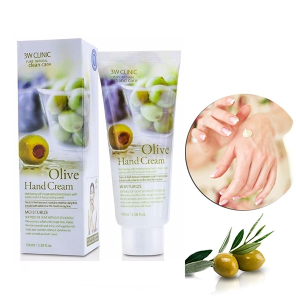 Kem Dưỡng Da Tay Olive 3W Clinic Olive Hand Cream 100ml