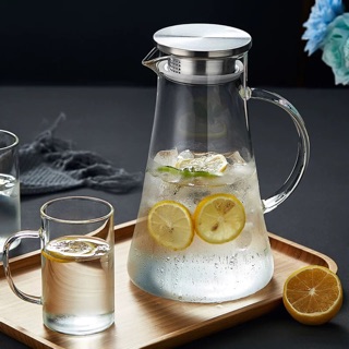 Bộ bình 6 ly thuỷ tinh nắp inox 1lit