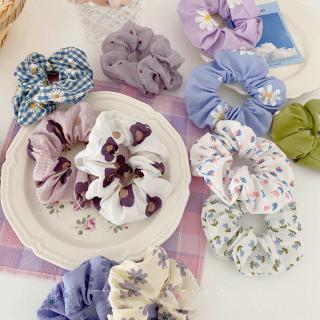 Dây cột tóc co giãn in họa tiết hoa phong cách vintage