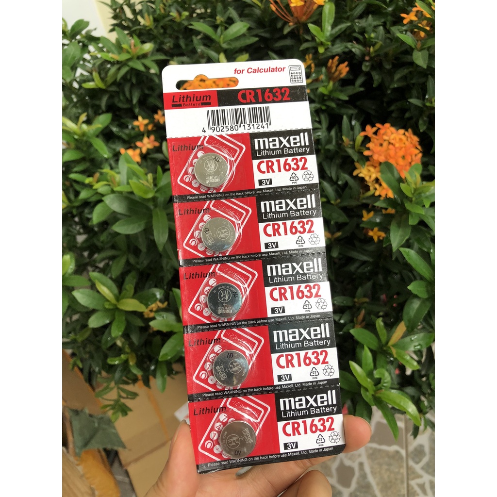 Vỉ pin 5 viên CR1632 1632 Maxell 3V Lithium Made in japan