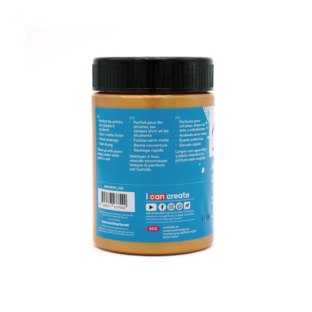 Màu Acrylic Mont Marte 300ml - Gold - Acrylic Colour Paint Signature 300ml (10.1oz) - MSCH3033