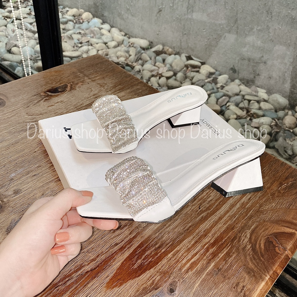 Dép thời trang bảng ngang đính đá - TB528