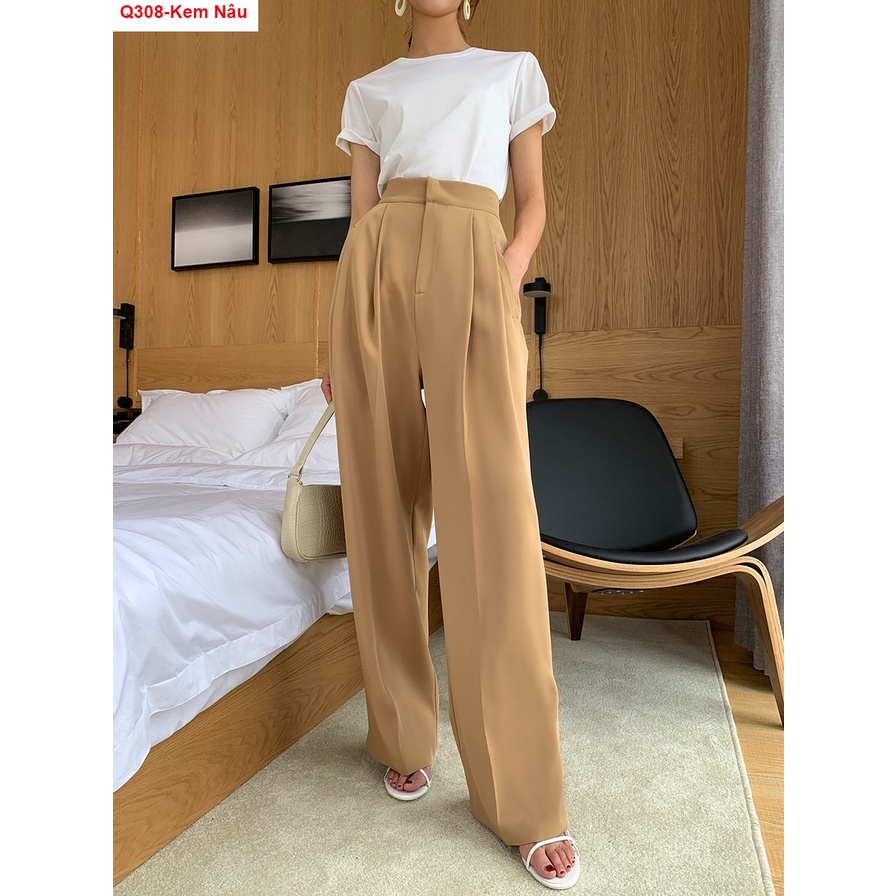 Q308 QUẦN ỐNG RỘNG CẠP CAO TÚI MỖ SALE LẺ SIZE