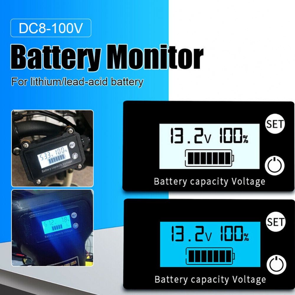 【DREAMLIFE】LCD Screen Battery Meter W/ Alarm Capacity Voltage Monitor DC 12V 24V 36V 48V